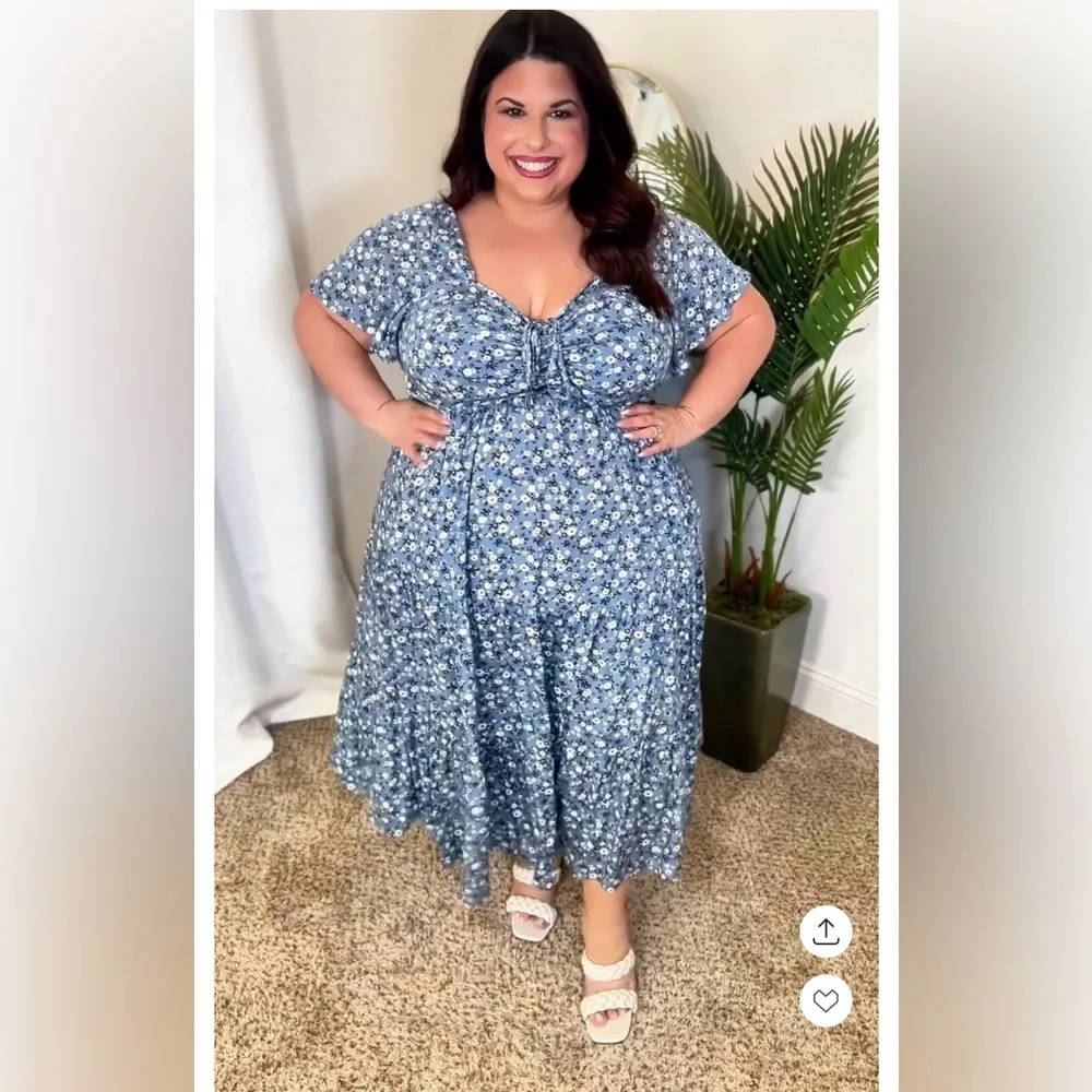 Plus Floral Midi Dress